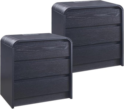 25" Tall Modern Nightstand Set of 2, 23.6" Wide Wood Bedside Table by AITJUNZ