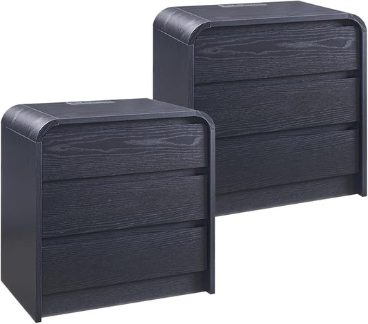 25" Tall Modern Nightstand Set of 2, 23.6" Wide Wood Bedside Table by AITJUNZ