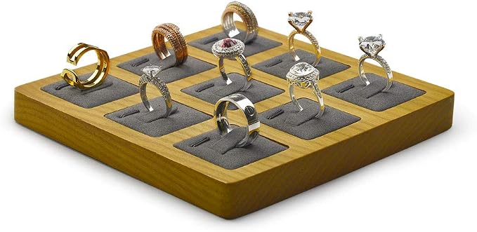 Jewelry Ring Display Tray Solid Wood Display Rings Stand Storage Jewelry by Woodten