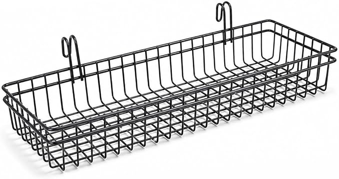 Black Metal Wire Hanging Basket, flower pots & supplies, coated metal shelf by ANZOME
