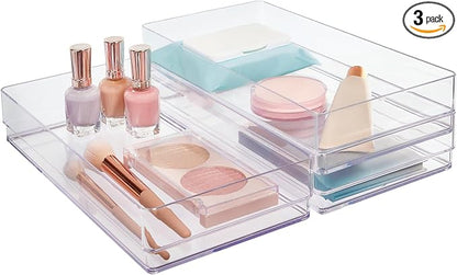 STORi SimpleSort 3-Piece Stackable Clear Drawer Organizer Set | 12" x 6" x 2" by STORi