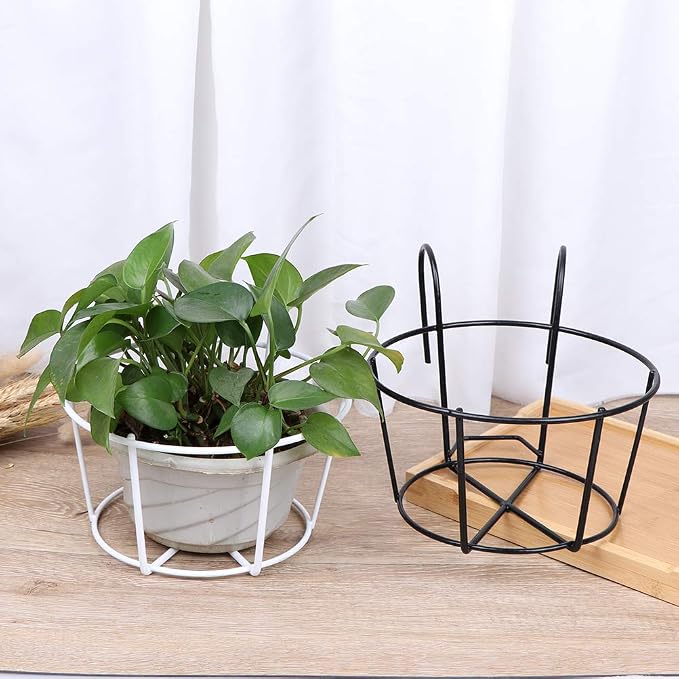 Hanging Railing Planters Baskets Balcony Flower Pot Holders Plant Iron Racks - Image 7