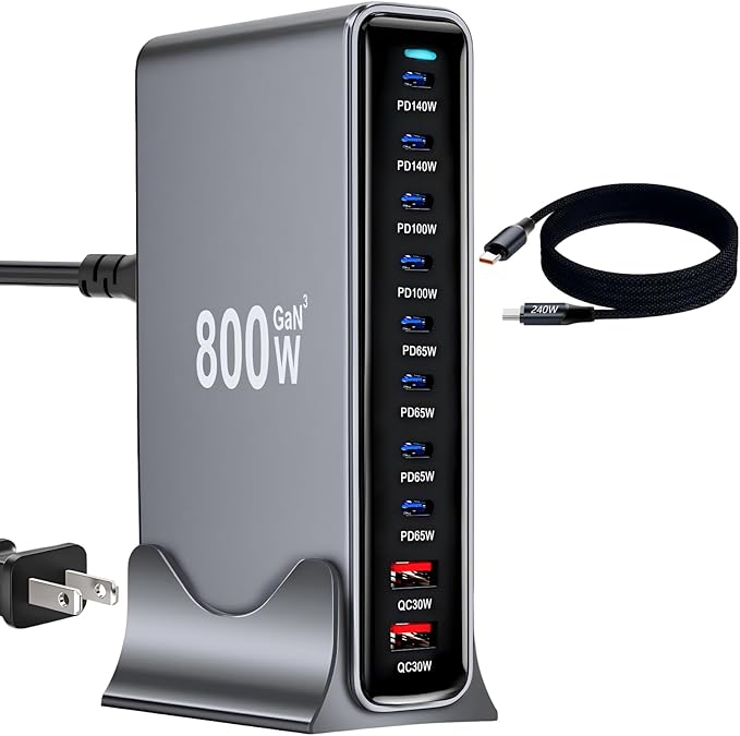 800W USB C Fast Charger Block, GaN Ⅲ Double 140W PD PPS Port Fast Charging by LMSEP