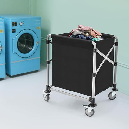 Commercial Laundry Cart with Wheels, Folding Laundry Hamper Cart, Heavy Duty - Image 7