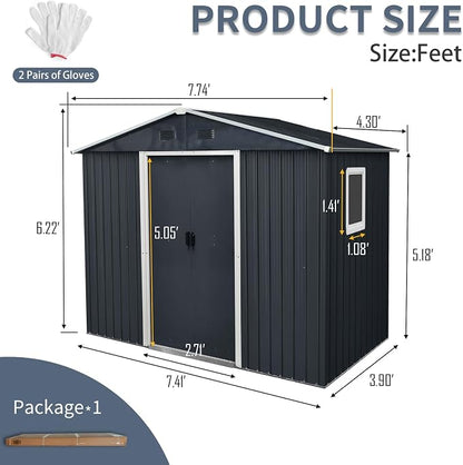 Outdoor Metal Storage Shed Window Ventilation Foundation Frame Waterproof - Image 4