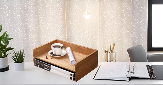 Wood Stackable Paper Trays for Office Supplies and Accessories - Image 6