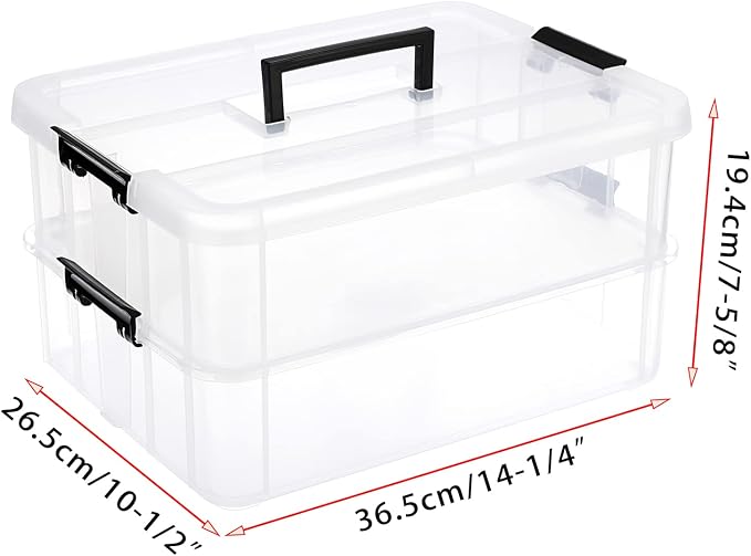 JUXYES 2-Tiers Stack Carry Storage Box - Image 2
