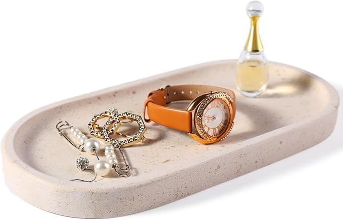 Koville Natural Marble Tray for Bathroom, Vanity Decorative Marble Trays for by Koville