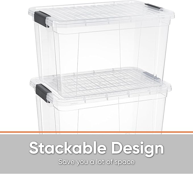 Superio Storage Bins with Lids- 8 Pack, 4.75 Qt Clear Boxes - Image 4