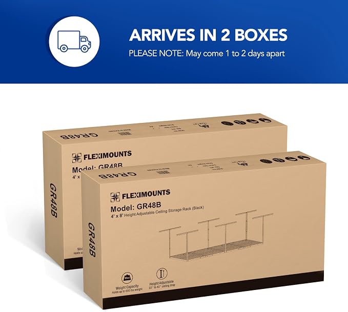 FLEXIMOUNTS 3x8 Overhead Garage Storage Rack, Adjustable Storage Organization - Image 2