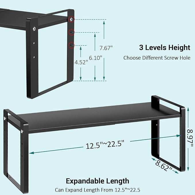 2 Pack Expandable Cabinet Organizer Shelves, 88lbs High Weight Capacity - Image 3