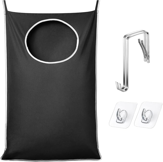 KEEPJOY XL Black Door Hanging Laundry Hamper, 36.5" x 22.5" Large Capacity by KEEPJOY