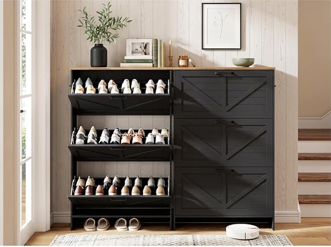 Nicetree Shoe Cabinet for Entryway, 3 Flip Drawers Shoe Storage Cabinet - Image 5