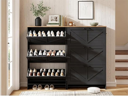 Nicetree Shoe Cabinet for Entryway, 3 Flip Drawers Shoe Storage Cabinet - Image 5