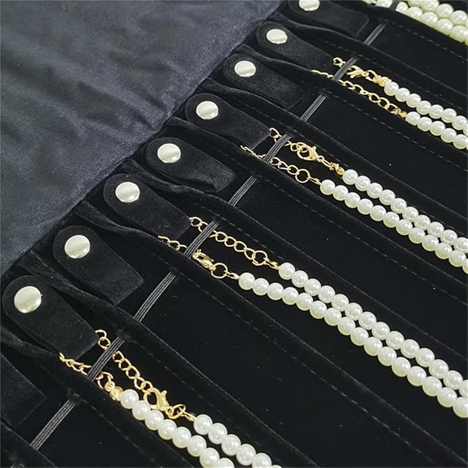 Portable Jewelry Roll Untangled Secure Necklace Travel Storage Bag Displays - Image 6