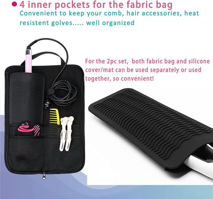 WK IEASON Hair Flat Iron Case Holder Canvas Bag Heat Resistant Curling Iron - Image 2