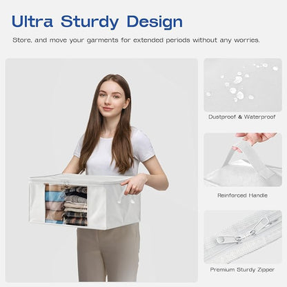 Clothes Storage Bags, Foldable Thick Fabric Blanket Storage Bags, Large Clear - Image 6