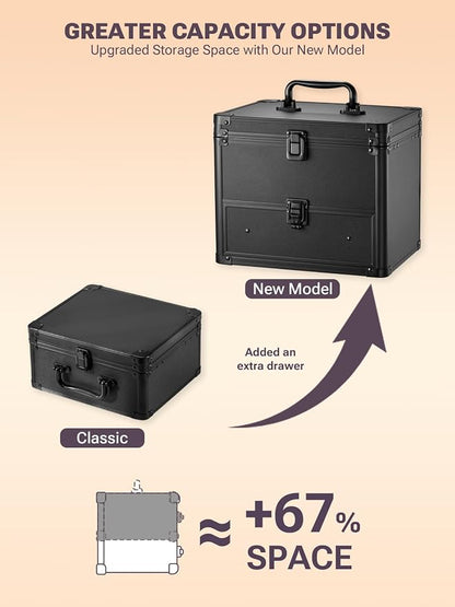 Qislee Makeup Box with Drawer and A Detachable Lighted Mirror, Waterproof - Image 5