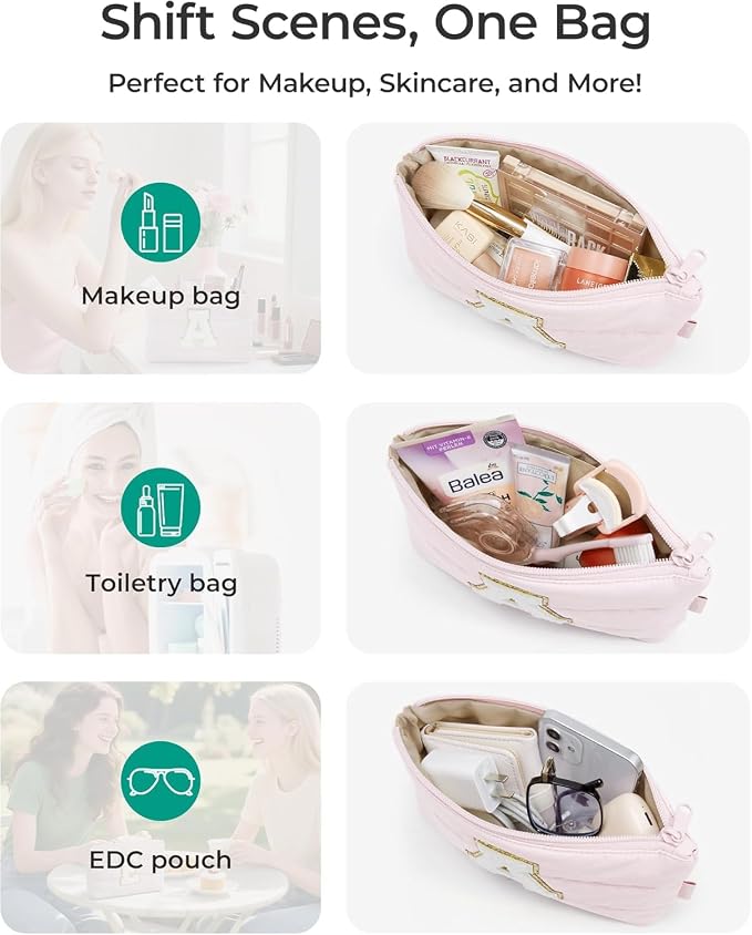 BAGSMART Small Personalized Makeup Bag, Machine Washable Puffy Cosmetic Pouch - Image 5
