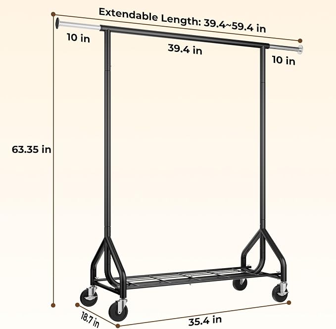 Heavy-Duty 450LBS Capacity Metal Clothes Rack，Rolling Clothing Rack - Image 8