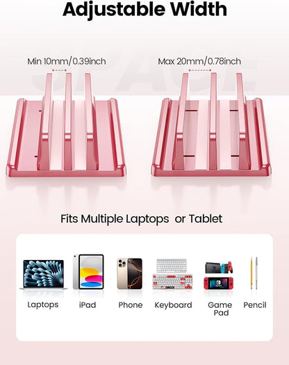Vaydeer Vertical Laptop Stand for Desk, Dual Slots Plastic Laptop Holder - Image 5