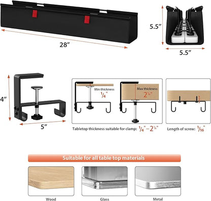 Univivi No Drill Under Desk Cable Management Tray, Clamp/Screw Mount Desk Cable - Image 4
