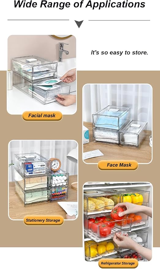 Refrigerator Organizers and Storage Drawer, Stackable Fruit Storage Containers - Image 6