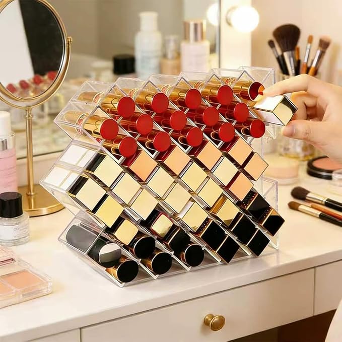 AKAZA 4 Pack Acrylic Lipstick Holder Organizer, 64 Slot Clear Makeup Storage - Image 4