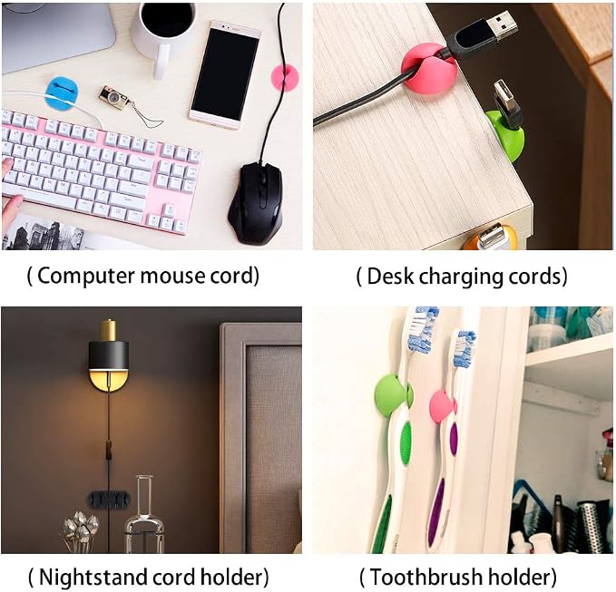 Shintop Cable Clips, 16 Pack Colorful Cord Holders Self Adhesive Cable - Image 7