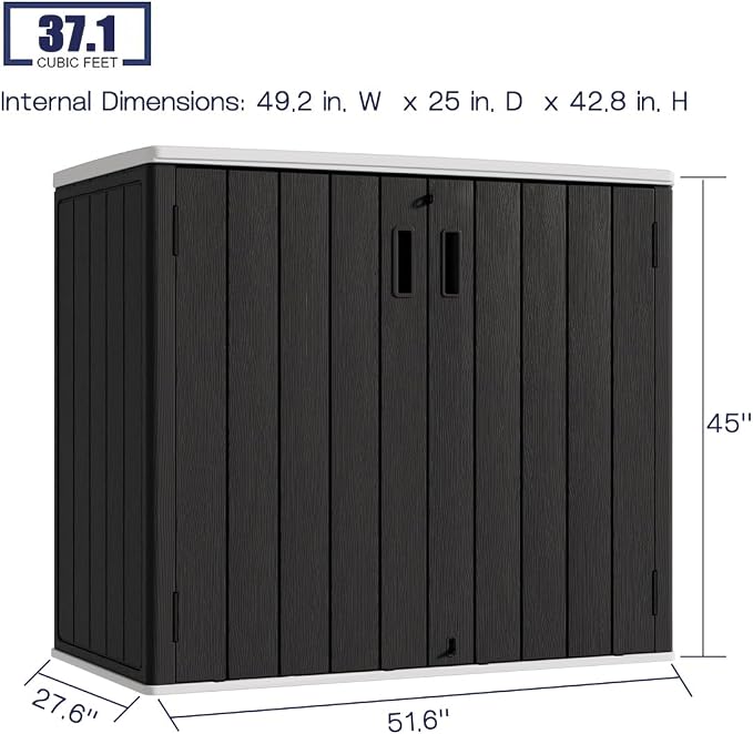 KINYING Outdoor Horizontal Storage Sheds, 37 Cu.ft Outdoor Storage Cabinet - Image 5
