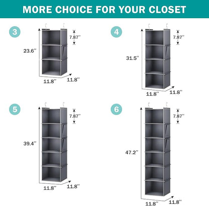 YOUDENOVA Hanging Closet Organizer, 3-Shelf Closet Hanging Storage Shelves - Image 3