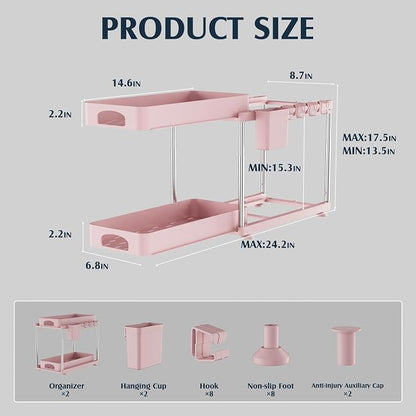 VERIFOST Under Sink Organizer, 2 Pack Kitchen and Bathroom Cabinet Organizer - Image 6