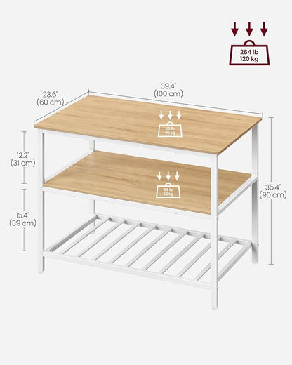 VASAGLE Kitchen Island with 3 Shelves, 39.4 Inches Width Kitchen Shelf with - Image 3