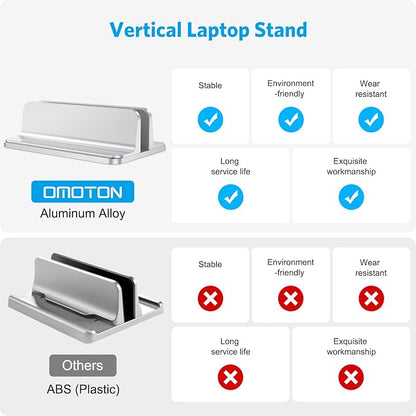 OMOTON Vertical Laptop Stand Holder, Desktop Aluminum Stand - Image 2