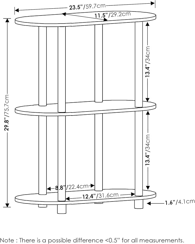 Furinno Turn-N-Tube No Tools 3-Tier Modern Oval Side Display Rack - Image 3