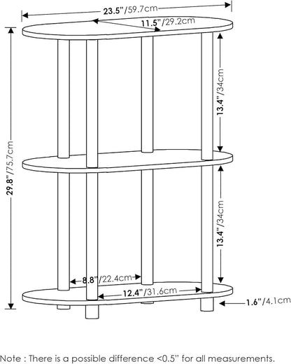 Furinno Turn-N-Tube No Tools 3-Tier Modern Oval Side Display Rack, Bauhaus - Image 3