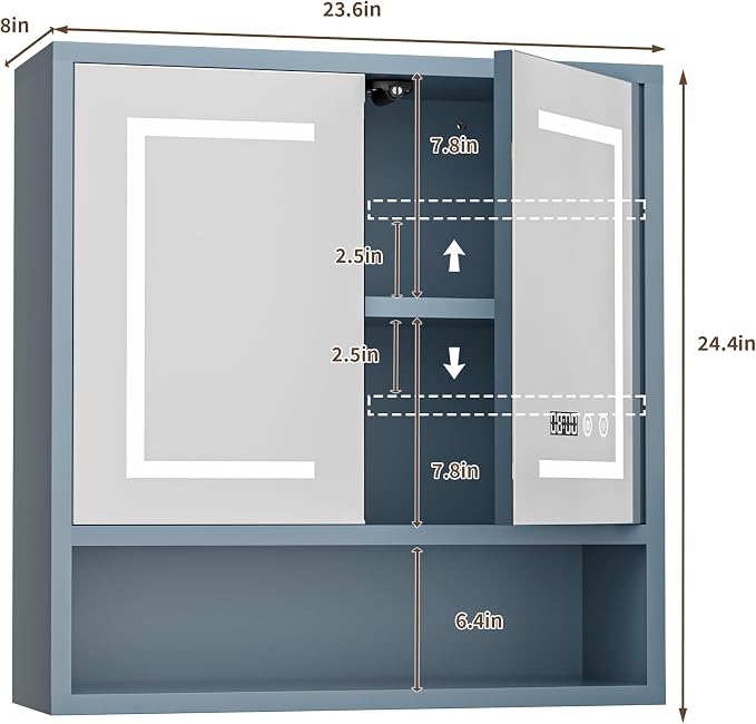 Bathroom Medicine Cabinet with Mirror, Lighted Wall Storage Cabinet, Living Room - Image 2