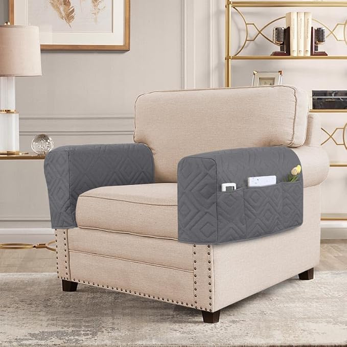 H.VERSAILTEX Armrest Covers for Sofa Water Resistant Couch Arm Covers Remote - Image 3
