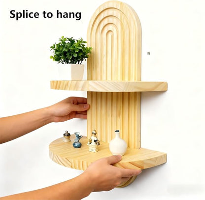 Oval Creative Solid Wood Double-Layer Wall Decorative Flower Pot and Storage - Image 6