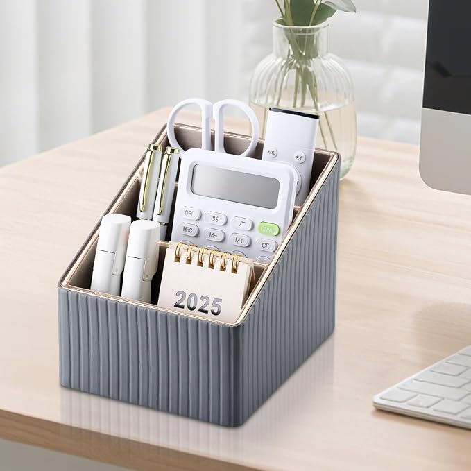 KINGFOM 3 Slot PU Leather Remote Controller Holder, Home Sundries Storage Box - Image 8