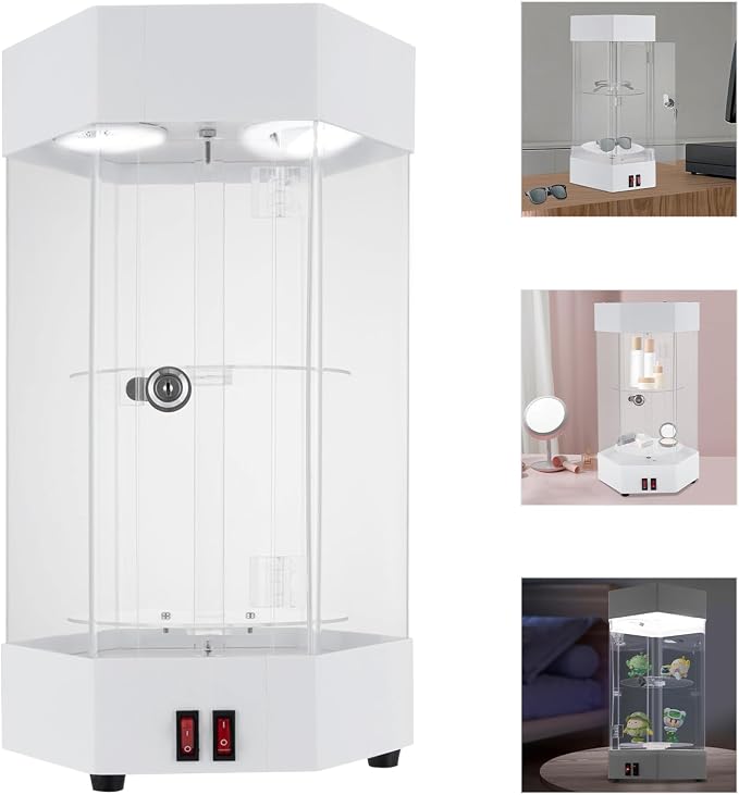 LED Electric Rotating Acrylic Display Case, Jewelry Display Case, Free Standing - Image 8