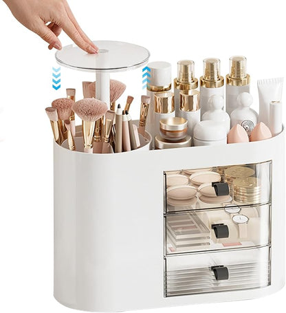 DASITON Makeup Organizer with 3 Drawers, Automatic Lifting Makeup Brush Holder by DASITON