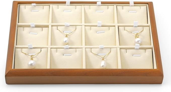 Oirlv Solid Wood 12 Grid Liner Pendant Jewelry Organizer Tray Jewelry Drawer by Oirlv