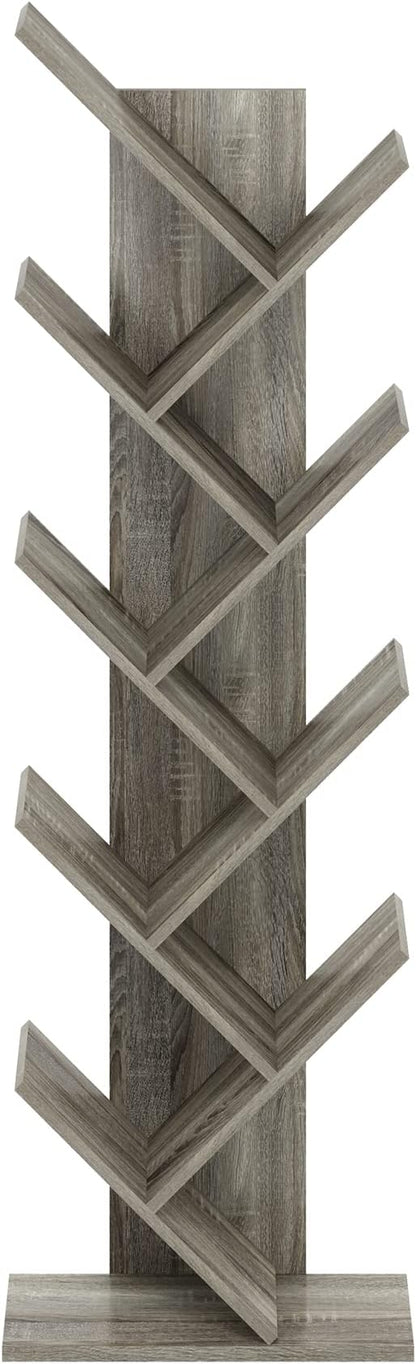 Furinno Tree Bookshelf 9-Tier Floor Standing Tree Bookcase, French Oak - Image 4