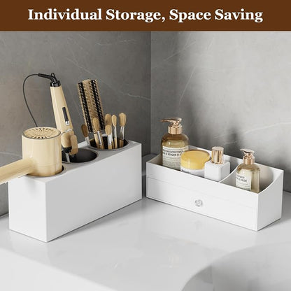 Acrylic Hair Dryer Holder with Drawer, Bathroom Organizer Countertop Drawers - Image 5