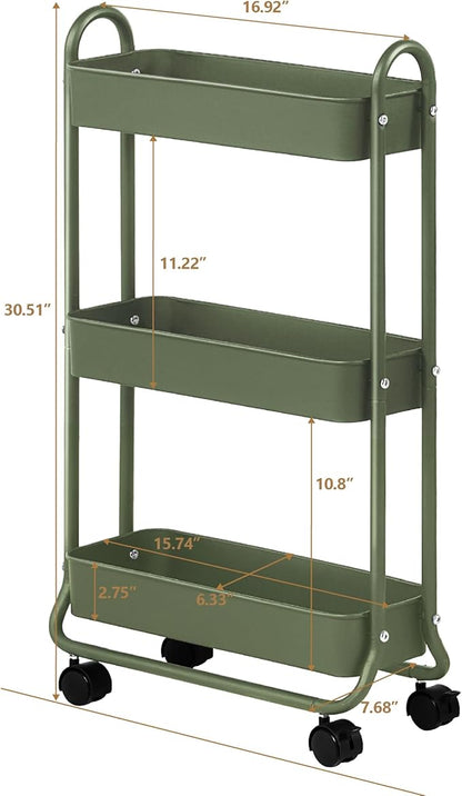 SunnyPoint Slim Rolling Storage Cart, 3 Tier Bathroom Storage Organizer Bathroom - Image 6