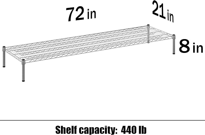 21" Deep x 72" Wide x 8" Height Wire Shelving Kit | 1-Tier | NSF Commercial - Image 3
