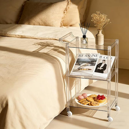 Acrylic Utility Rolling Cart, 3-Tier Clear Acrylic Storage Cart - Image 5