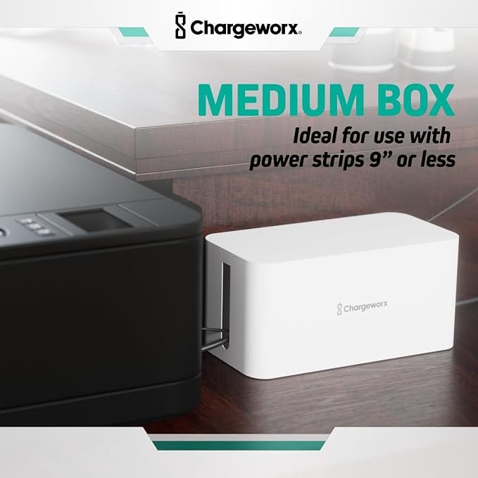 ChargeWorx Cable-Management Box Set, Cord Organizer, Cable Box to Hide Surge - Image 5