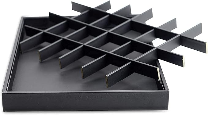 Stackable Jewelry Organizer Tray Premium PU Leather 24 Grid Jewelry Display - Image 5